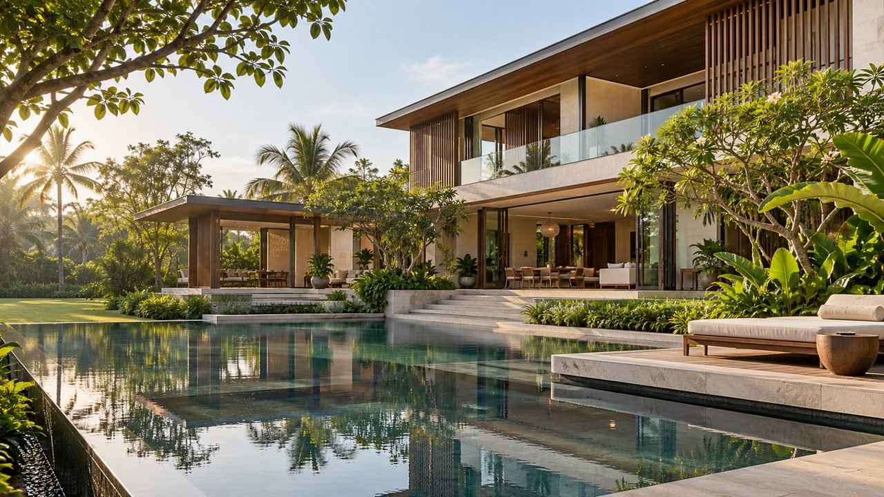 Architectural illustration of a contemporary home